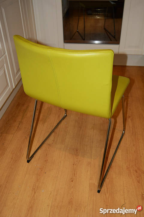 4 Skórzane krzesła BERNHARD limonka IKEA stan 77cm Katowice