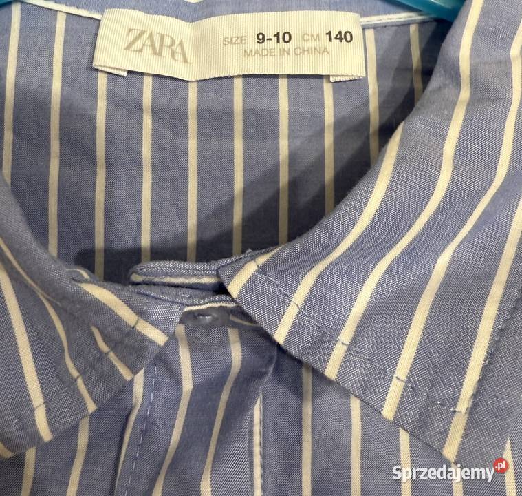 Dziewczęca niebieska koszula w białe paski ZARA