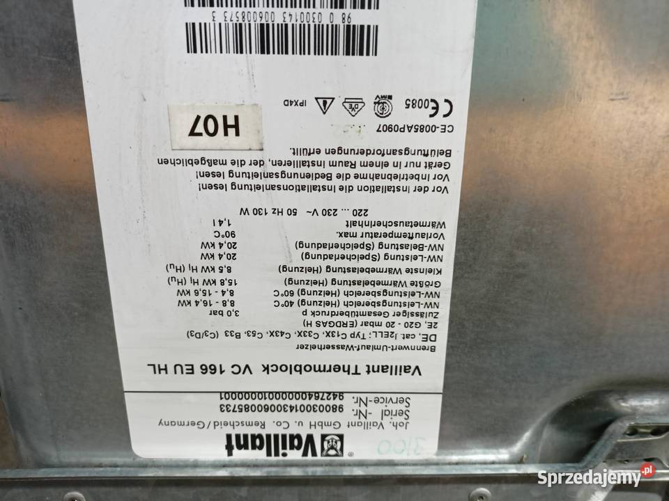 Piec gazowy Vaillant Thermoblock VC 166 EU HL Kolno sprzedam