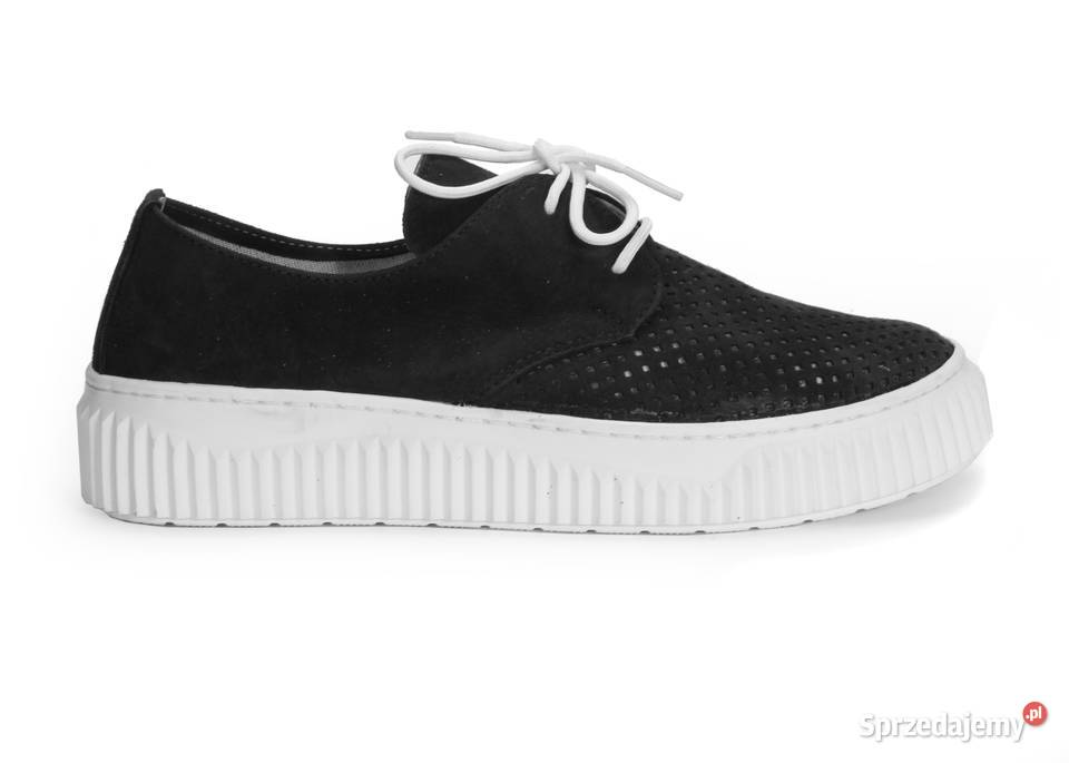 Sneakersy czarne na platformie 36 41 skóra Kalwaria Zebrzydowska
