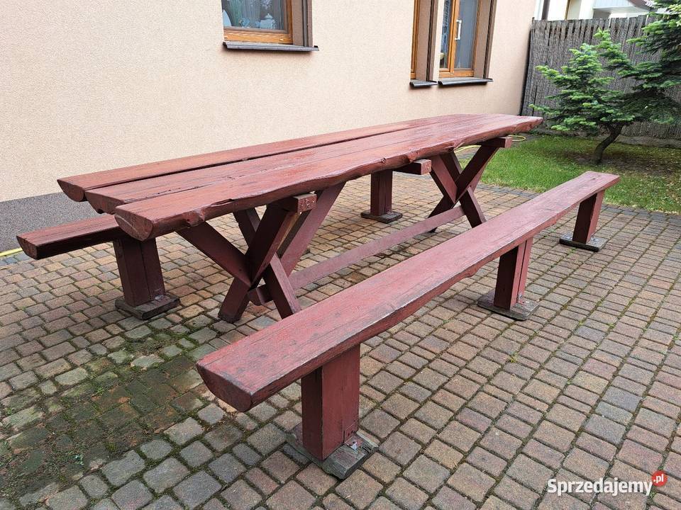 Stół i ławki komplet ogrodowy Plewiska