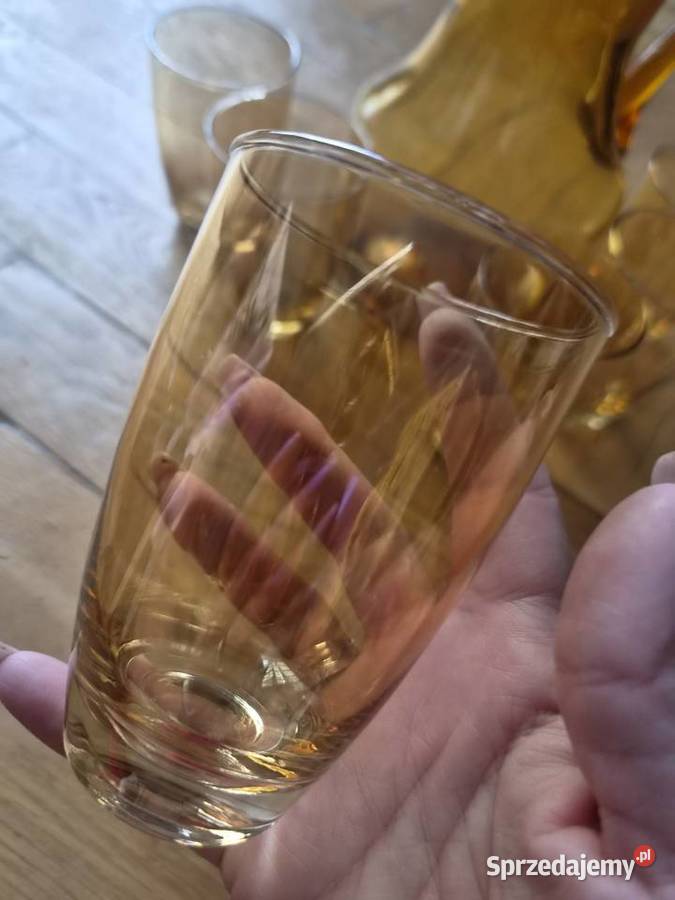 Dzbanek i 6 szklanek PRL Łódź