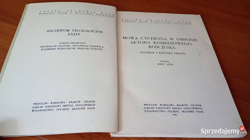 Mowa Cycerona w obronie aktora komediowego studia Książki i Podręczniki sprzedam