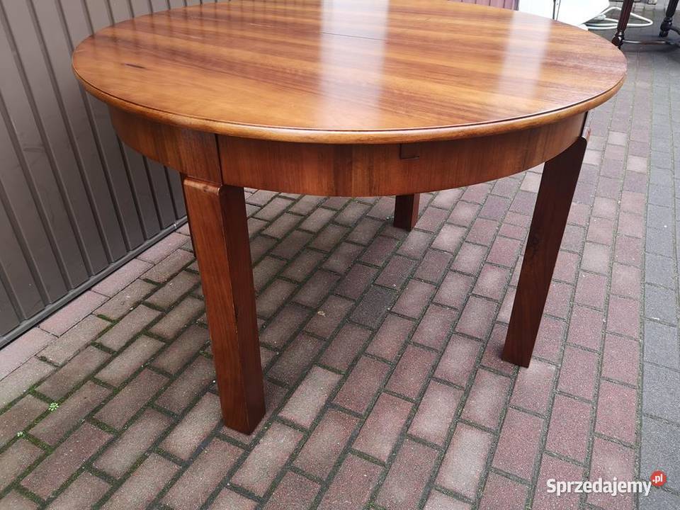 Stół Okrągły Orzech Zgrabny 110 Antyk Stary Swarzędz