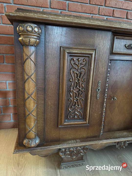 Zabytkowa komoda regał kredens Zdobiona XX Wiek Meble Przasnysz