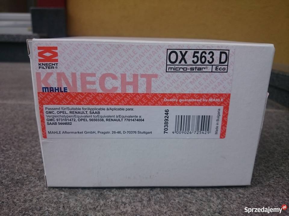 Filtr oleju KNECHT Opel Vectra C 30 V6 CDTi oleju mazowieckie Warszawa