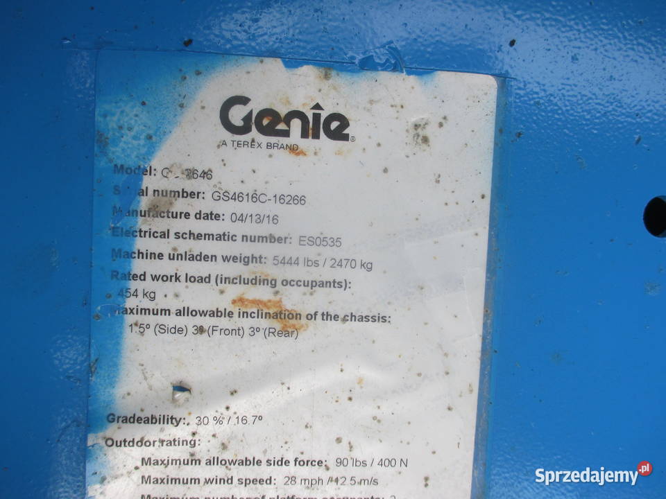 Podnośnik nożycowy zwyżka 10 m Genie GS2646 NOWE Pleszew