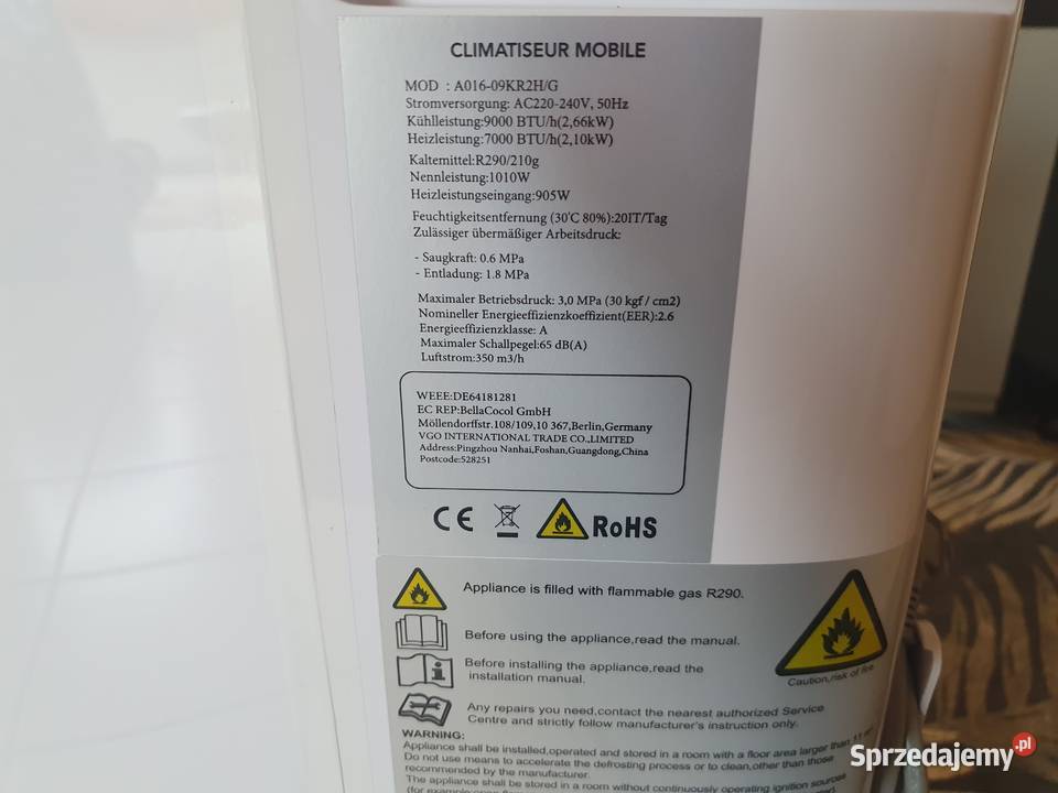 Klimatyzacja firmy Climatiseur Mobile Wilcza