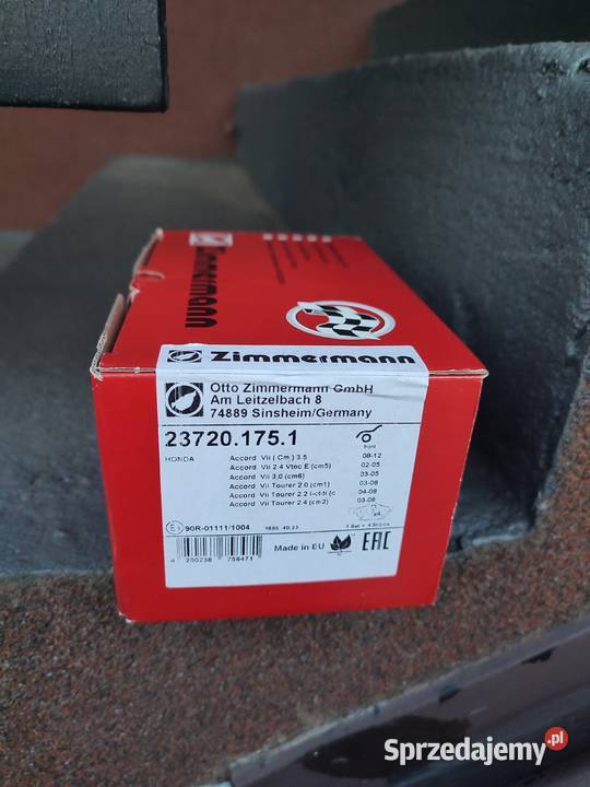 Klocki hamulcowe zimmermann 237201751 honda osobowe Części samochodowe