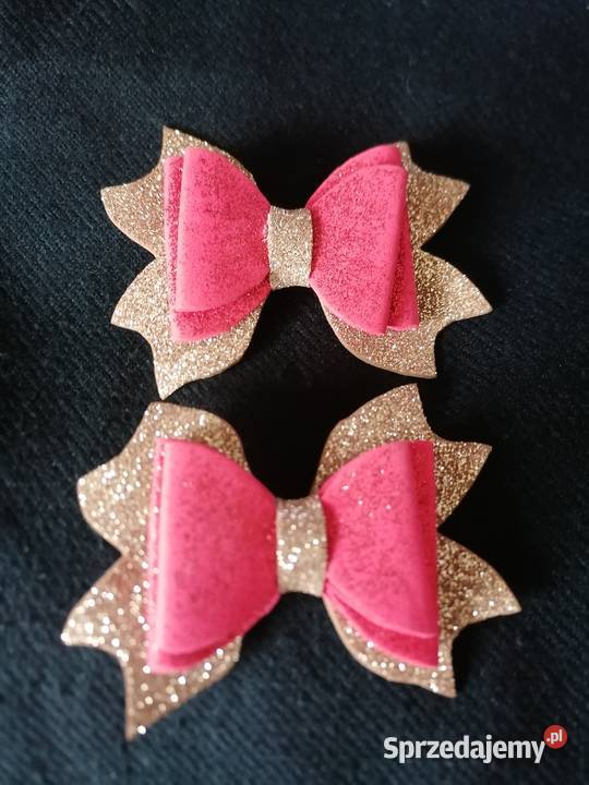 Zapinka do włosów złotoczerwona kokarda z