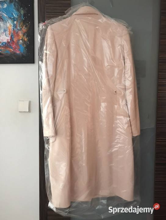 Jasno różowy pudrowy róż wełniany płaszczyk Zimowa  Kurtki i płaszcze Warszawa sprzedam