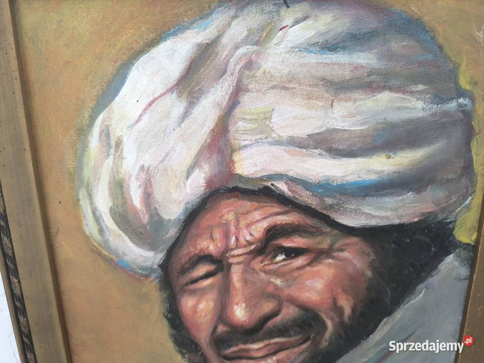 Stary oryginalny obraz olejny portret sygnowany Łódź