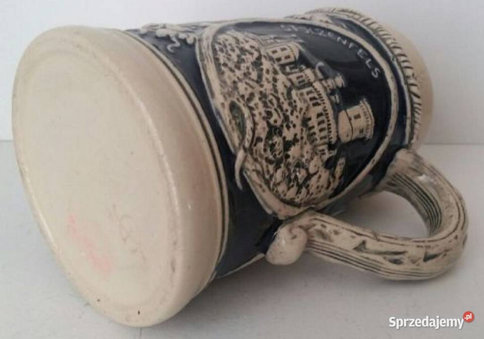 Antyk Kufel do Piwa Kobalt Ciężka CeramikaNiemcy pomorskie Gdańsk