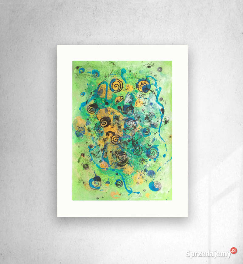 zielony rysunek A3 abstrakcyjny obraz złota Gdańsk