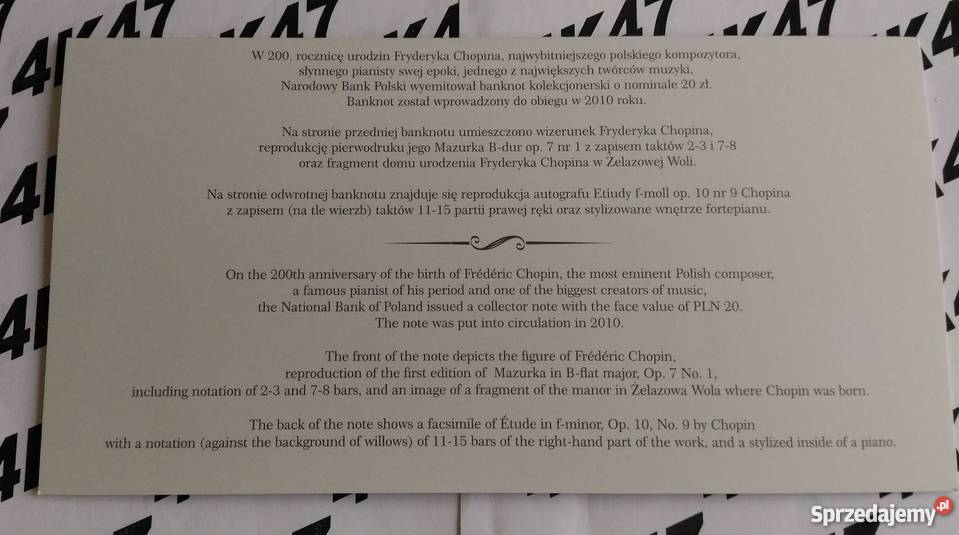 20 200 rocznica urodzin Fryderyka Chopina 2010 Numizmatyka