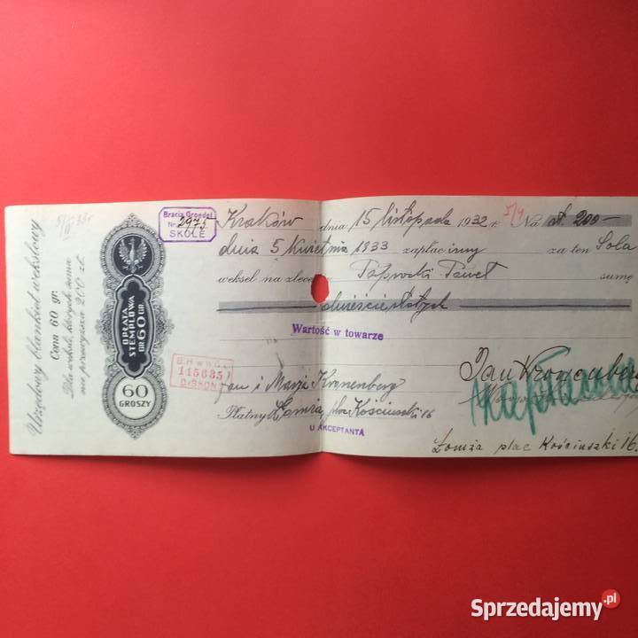 1543 Weksel Wystawiony W Krakowie 40 Szczecin