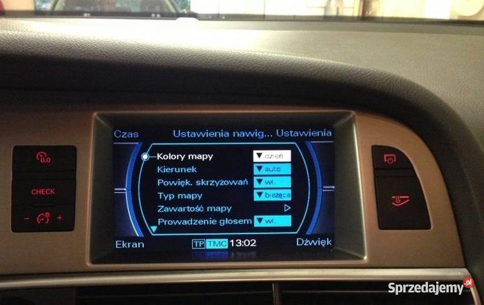 Polskie menu systemu nawigacji Audi MMI 2G A4 A5 Nawigacje GPS