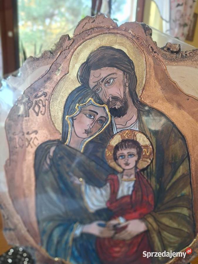 Obraz malowany ręcznie na plastrze brzozy