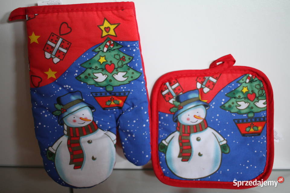 rękawice łapki kuchenne święta prezent komplet