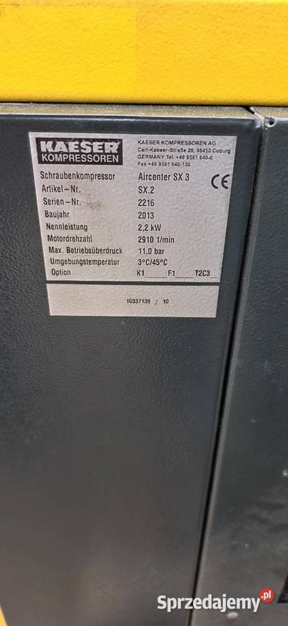 Kompresor śrubowy Kaeser SX311 Bar 22 kWZbiornik Produkcja Jelcz-Laskowice