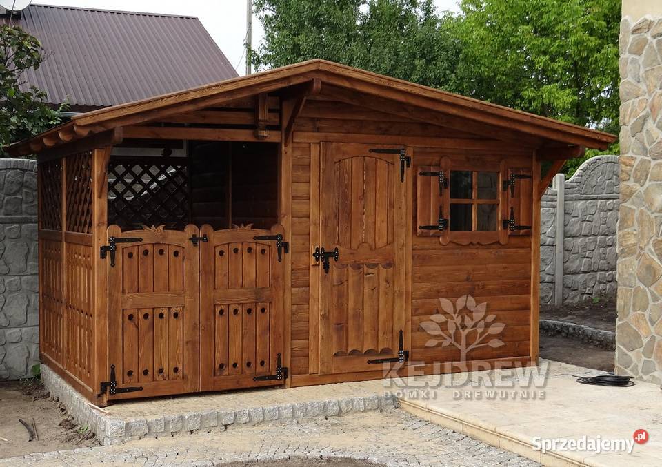 Nowoczesna stodoła domek z drewutnią nowoczesny