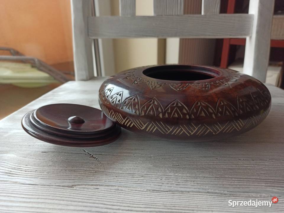 Puzderko pudełko stary z egzotycznego drewna Porcelana i szkło śląskie Bielsko-Biała