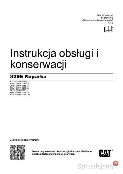 CATERPILLAR 329E Instrukcja obsługi DTR małopolskie