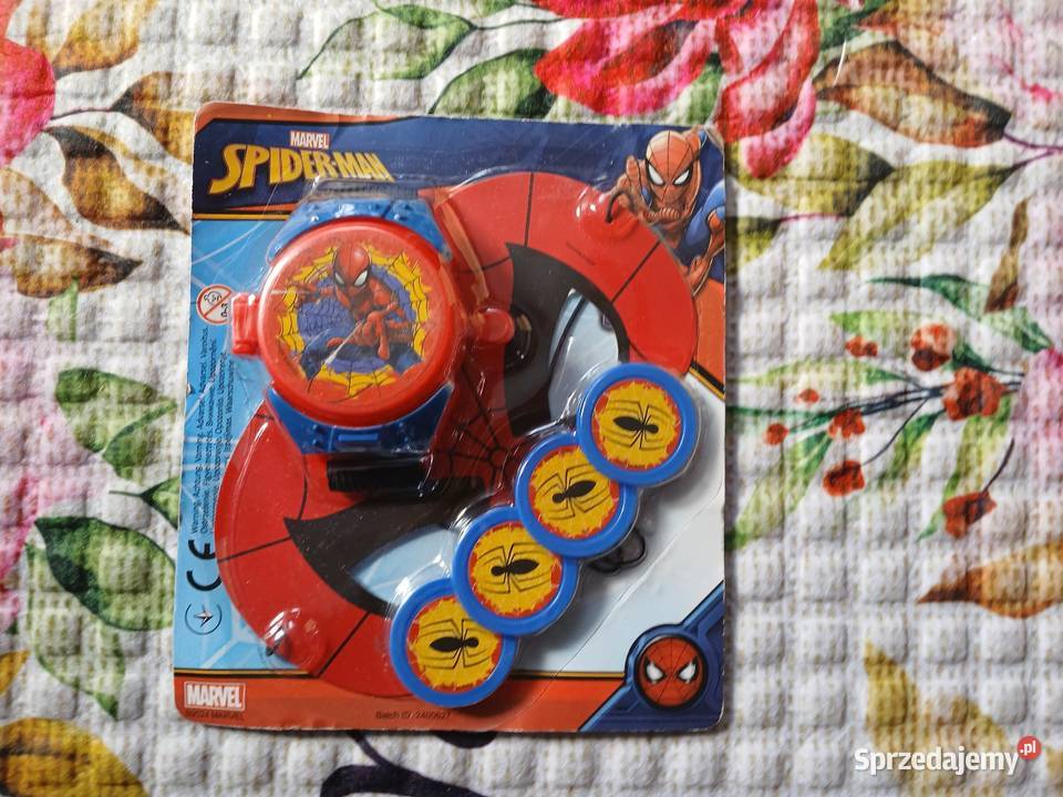 Spiderman zegarek wyrzutnia dyski maska zestaw