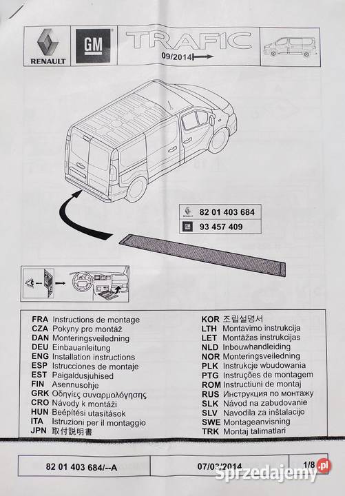 Nakładka na zderzak do Renault Trafic III Warszawa