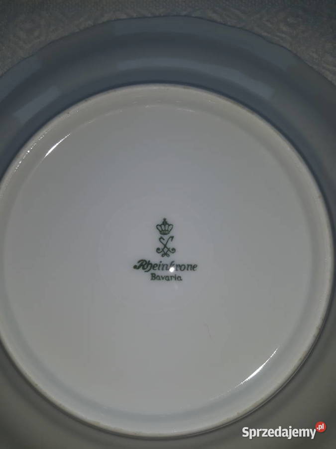 talerz talerze porcelana w kwiatki złocenia biały