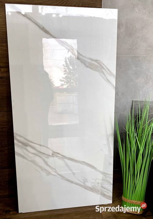 Gres polerowany BIAŁY MARMUR 120x60 WYSOKI Łask