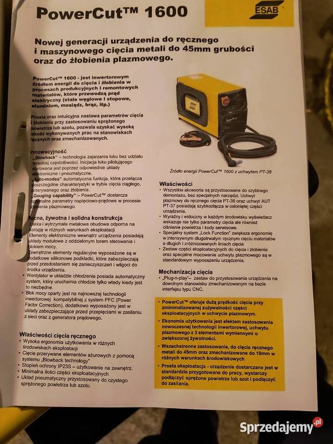 Przecinarka Plazmowa ESAB 90A thermal sl 100 Szczuczyn