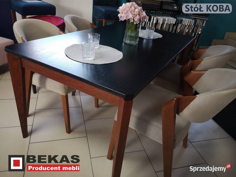 Śliczny Stylowy Stół KOBA 160 4 Krzesła 6 Bekas 90cm sprzedam