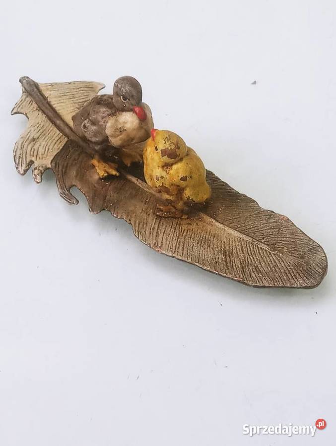 Franz Bergmann Brąz Rzeźba Ptaszki na Piórze Nowa Sól