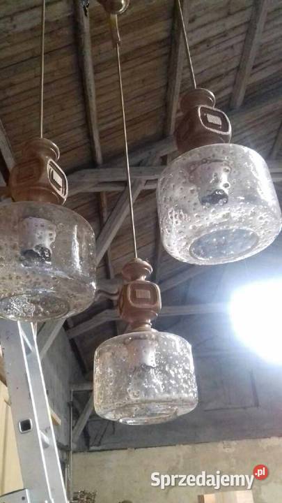 Retro lampa wiszaca zwisy Trzy ramiona zwisow dolnośląskie Lubań