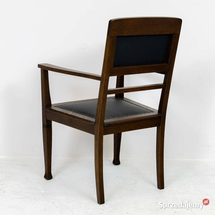 Fotel do biurka dębowy secesja antyk stary skóra Swarzędz