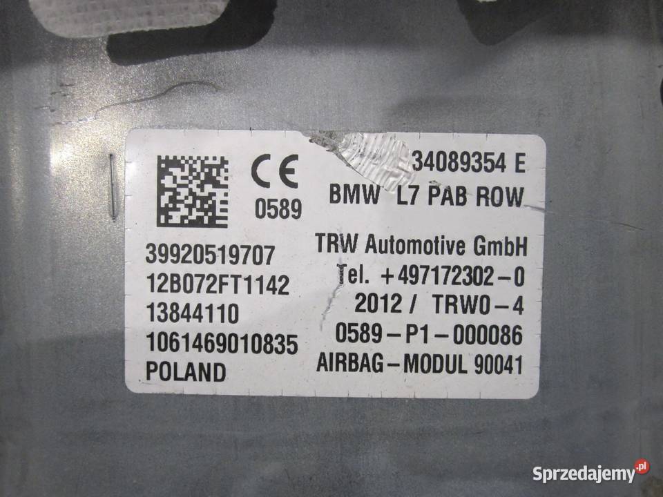 BMW F30 12r AIRBAG poduszka pasażera 9205197 osobowe
