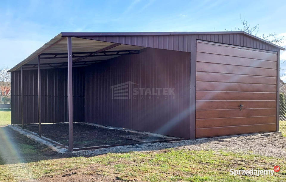 Garaz blaszany 3x6m wiata 3m brama uchylna okno Dąbrowa Górnicza