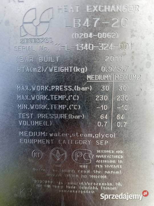 Wymiennik ciepła secespol LB4720 Władysławów
