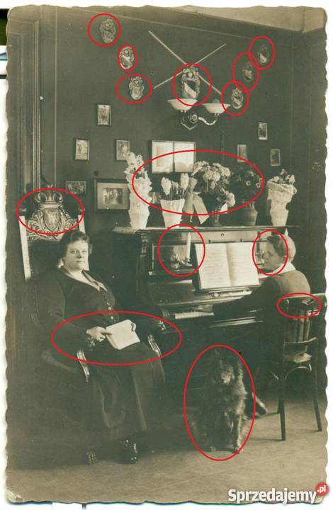 Stare zdjęcie pianino herb dziecko nauka opis Ostrów Wielkopolski