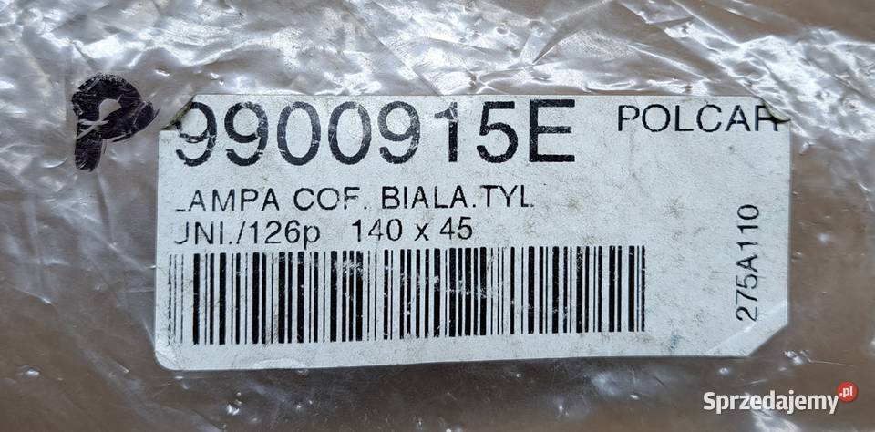 LAMPA COFANIA BIAŁA 140X45 FIAT 126P POLCAR Mielęcin
