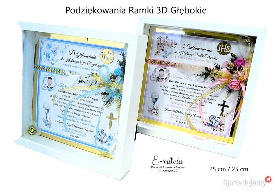 Ramki Głębokie 3D podziękowania chrzestnych lubuskie Zielona Góra