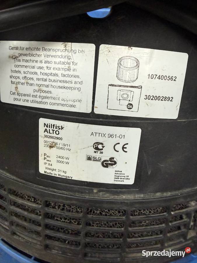 Odkurzacz przemysłowy Nilfisk alto attix 961 01 Odkurzacze przemysłowe Warszawa