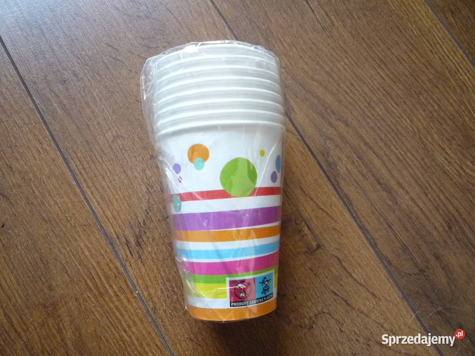 Zestaw 8 Talerze 8 Kubki 5 pudełka na chipsy Bal Naczynia jednorazowe Dom i Ogród Szczecin sprzedam