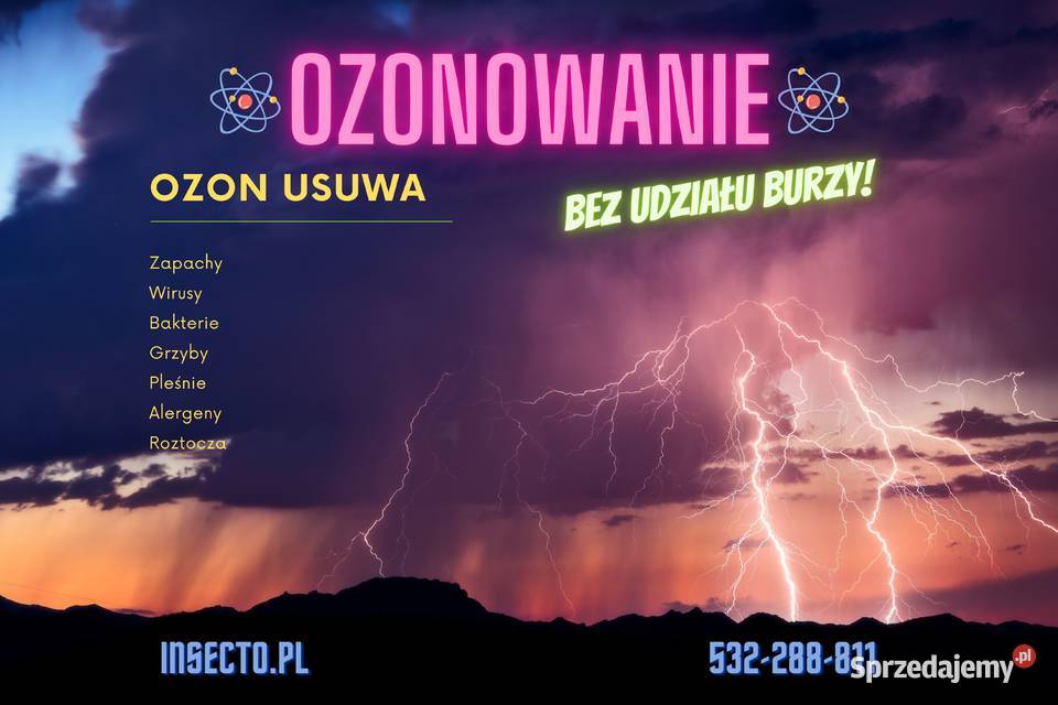 Ozonowanie usuwanie zapachów ozonem Warszawa
