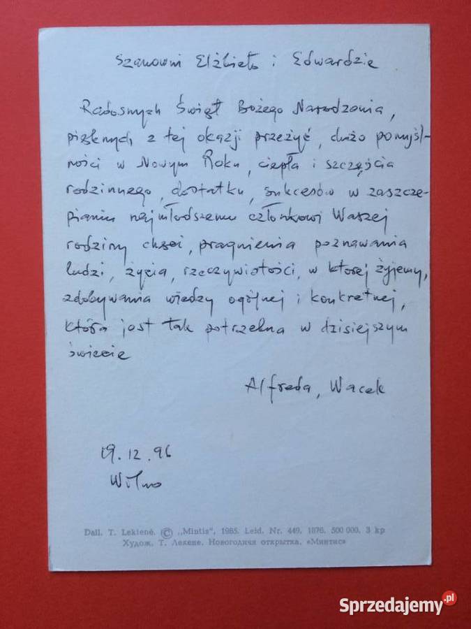 2563 Kartka Świąteczna Wilno Szczecin sprzedam