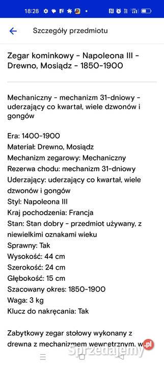 ZEGAR KOMINKOWY Bielsko-Biała