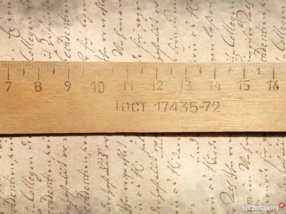Stara drewniana rosyjska linijka 20 vintage Lublin
