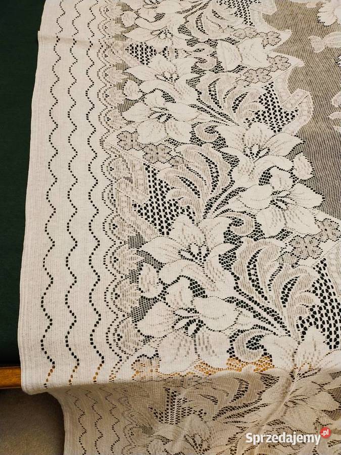 Ażurowy obrus narzuta lata ok 70te biały