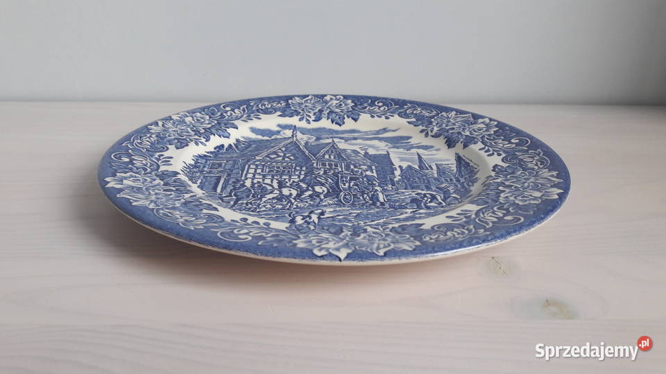 Talerz płaski England Ironstone niebieski